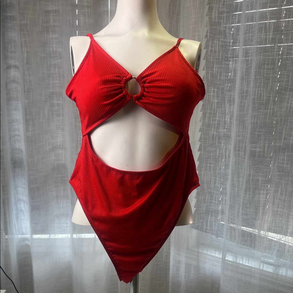refuge Red Cutout One-Piece Swimsuit
